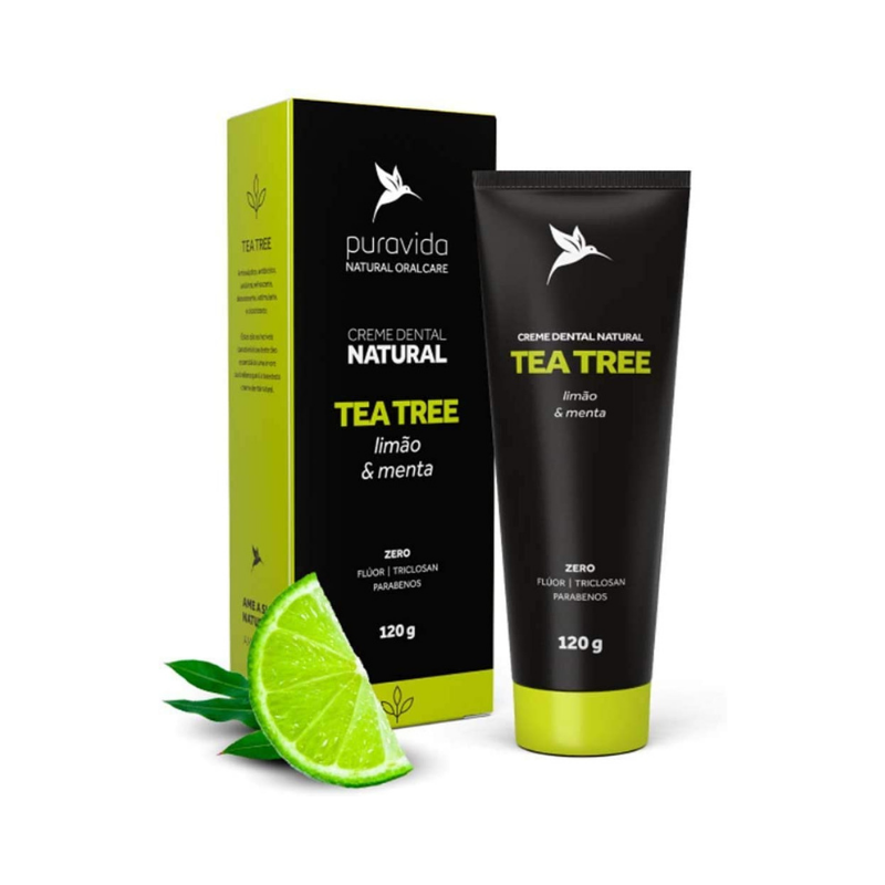 Creme Dental Tea Tree (Limão e Menta) 120g Puravida