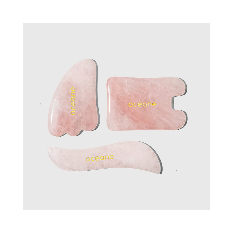 Kit de massageadores, Rosa, Rose Quartz Gua Sha Set, Océane